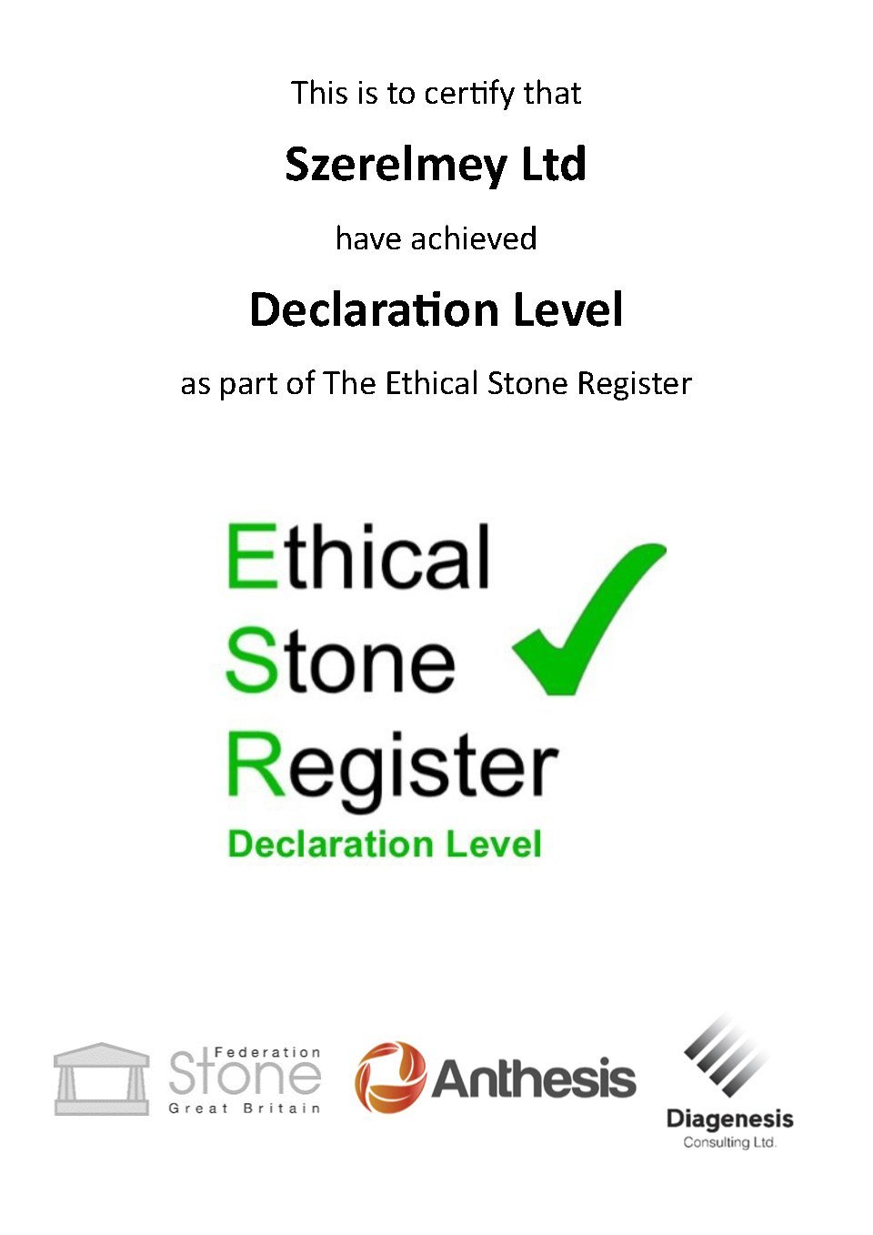 Szerelmey - First Contractor to join the Ethical Stone Register - Szerelmey