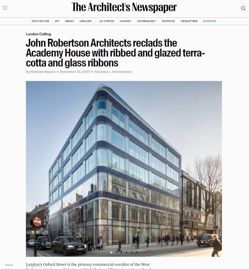 Academy House in the Architect's Newspaper, USA - Szerelmey