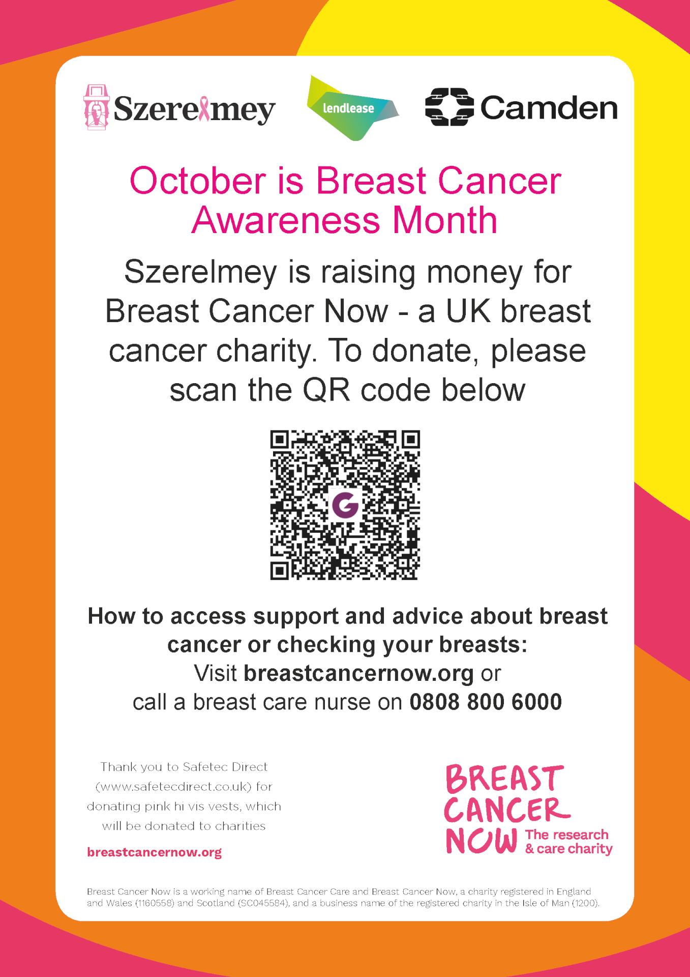 Szerelmey is raising money for Breast Cancer Now – a UK breast cancer charity - Szerelmey